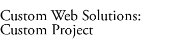 Websiders Custom Web Solutions - Custom Project
